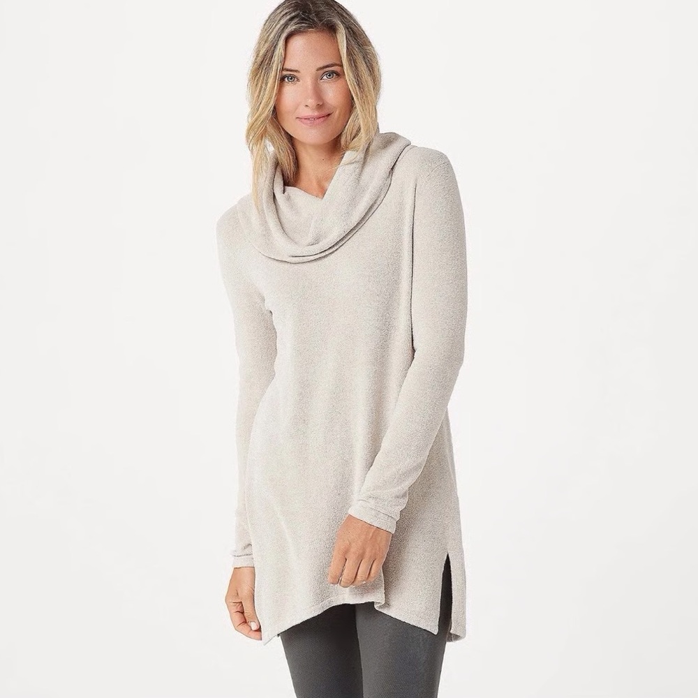 Barefoot Dreams Cozy Chic Ultra Lite Knit Cowl Neck Long Sleeve Tunic Size L